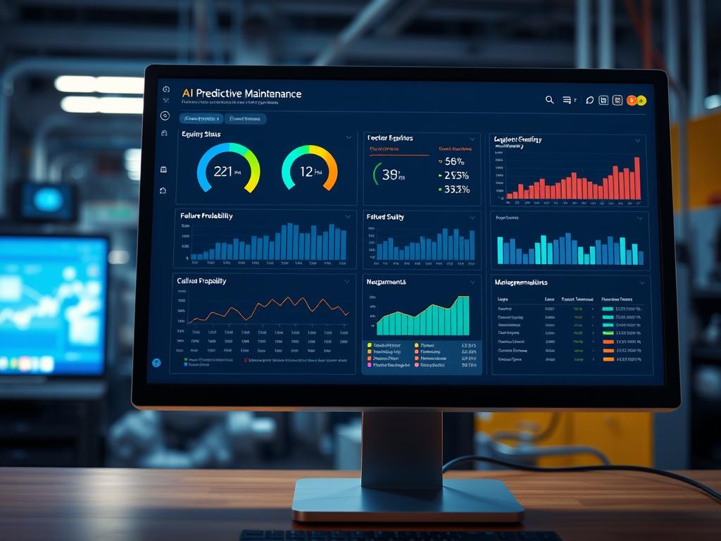 AI predictive maintenance dashboard showing equipment health status