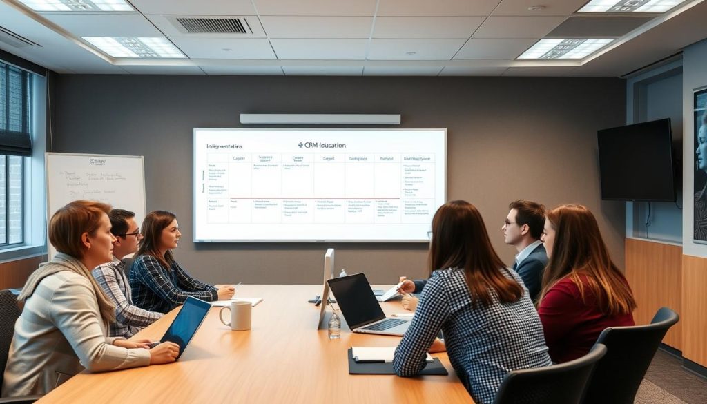 CRM implementation planning session at an educational institution