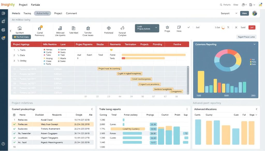 Insightly's advanced project management features showing milestone tracking and project pipelines