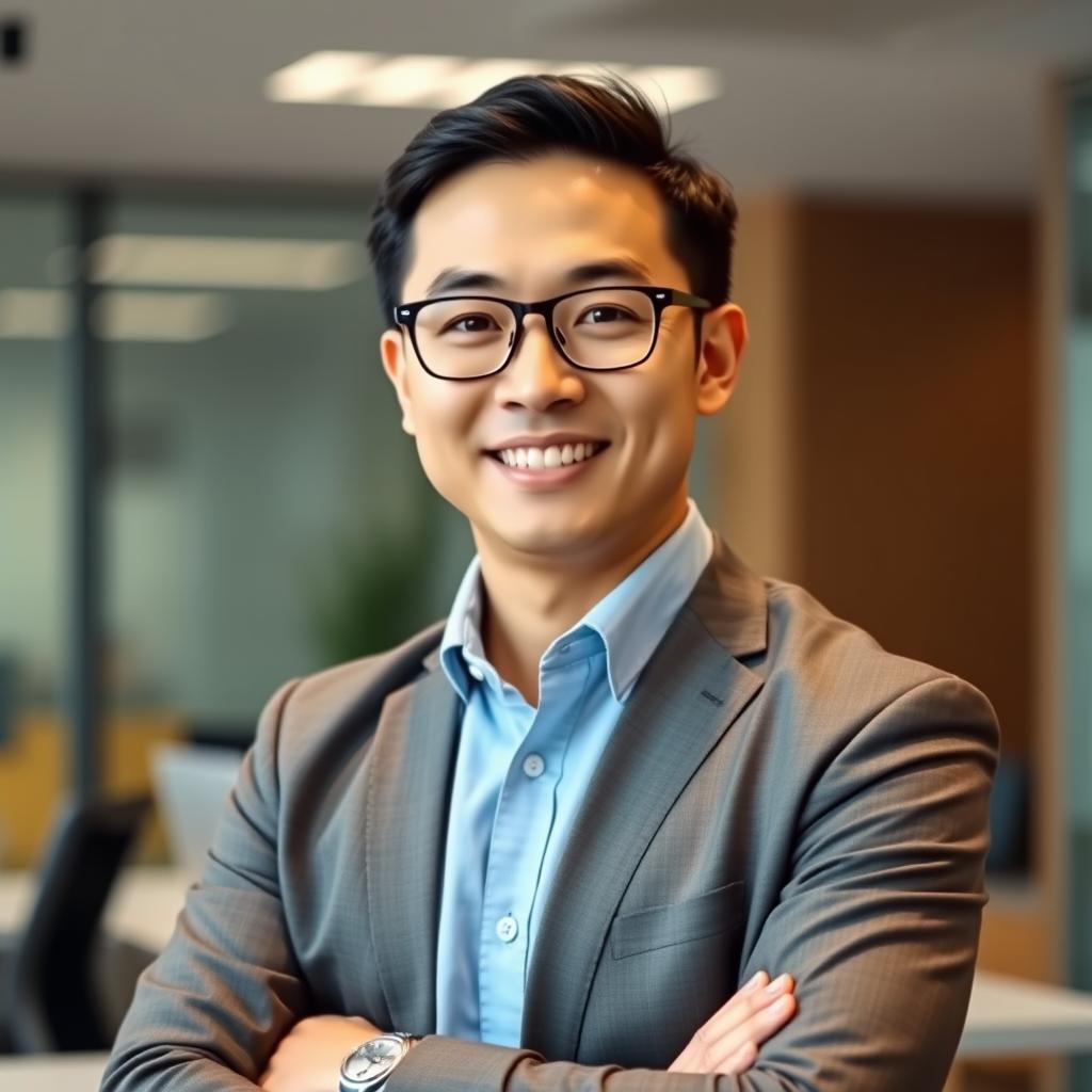 Portrait of Michael Chen, Operations Manager at EcoGoods Distribution