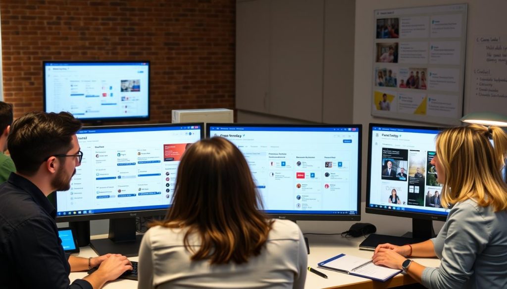 Social media management team using ClearCRM to coordinate client accounts Social media management team using ClearCRM to coordinate client accounts