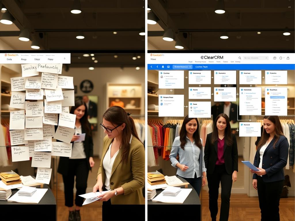 Before and after comparison of Bella's Boutique sales process
