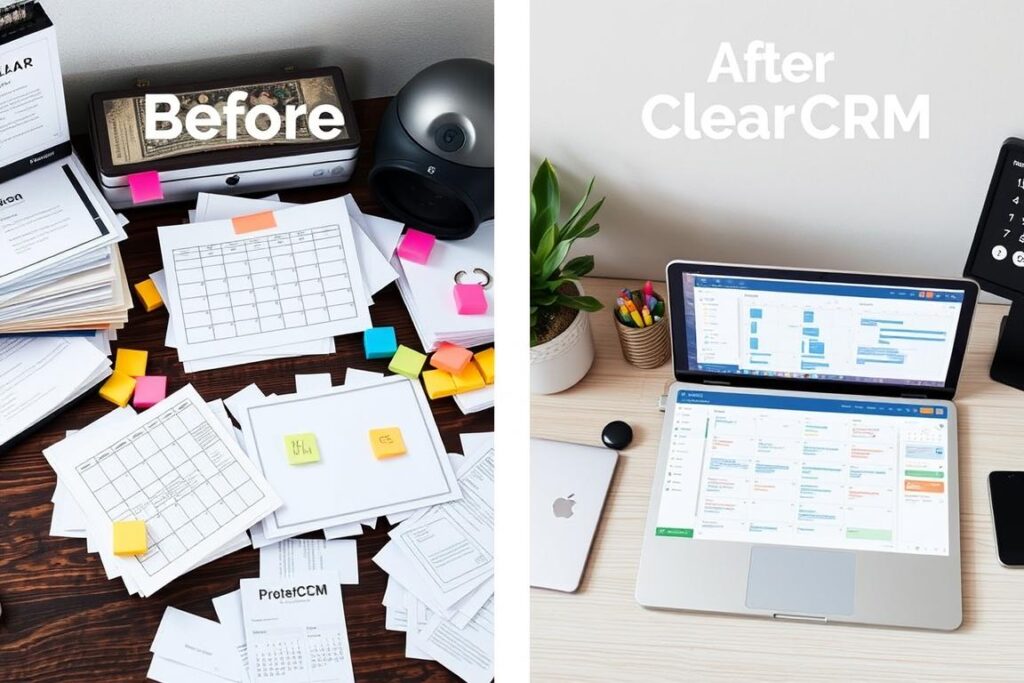 Before and after comparison of a business using ClearCRM for appointment scheduling
