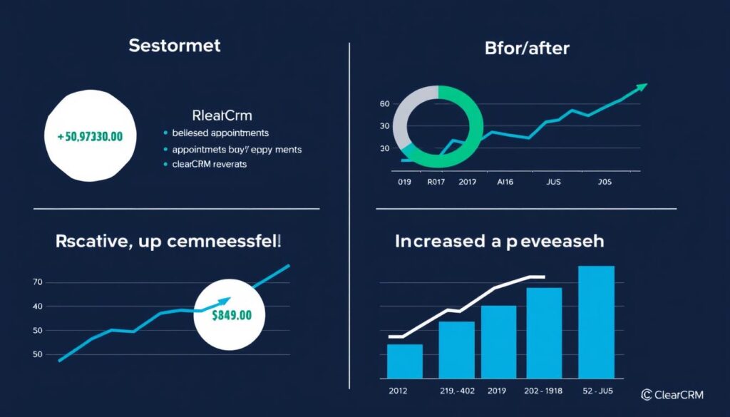 Business metrics showing improvements after implementing ClearCRM Appointments CRM