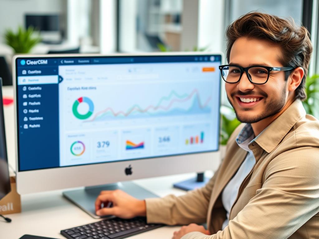 Business owner confidently managing sales with ClearCRM