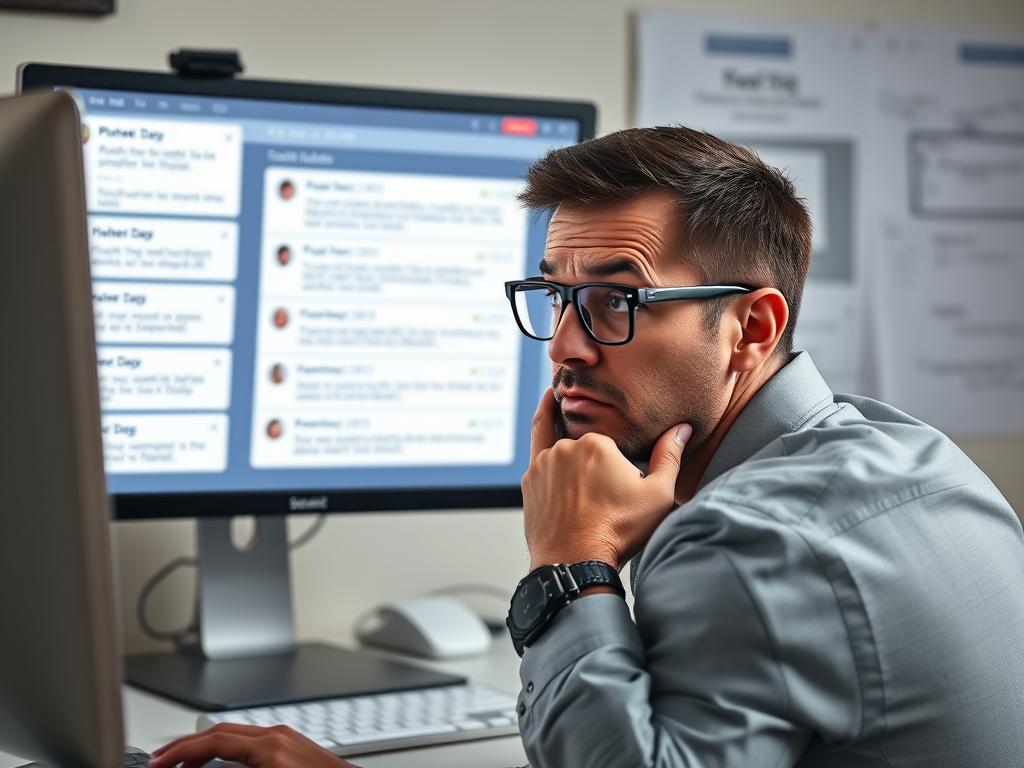 Business owner looking at missed deadline notifications and lost lead opportunities Business owner looking at missed deadline notifications and lost lead opportunities