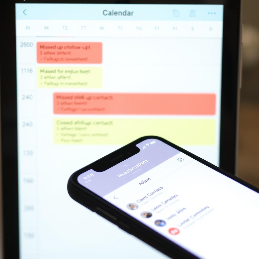 Calendar showing missed follow-up appointments with clients
