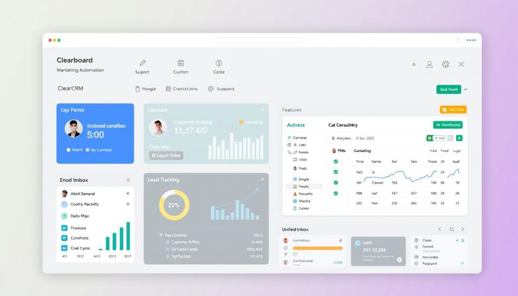 ClearCRM dashboard showing integrated Marketing Automation CRM features ClearCRM dashboard showing integrated Marketing Automation CRM features