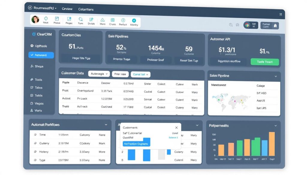 ClearCRM dashboard showing integrated business tools