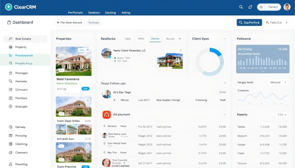 ClearCRM dashboard showing real estate lead management interface