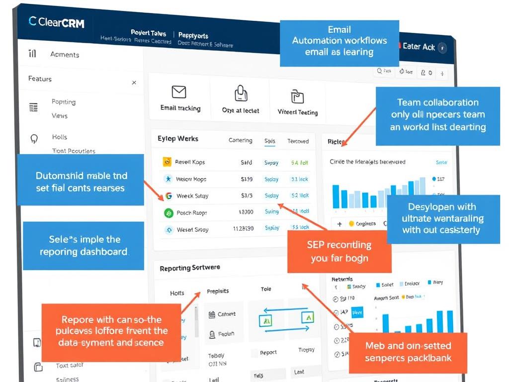 ClearCRM features overview showing automation and tracking