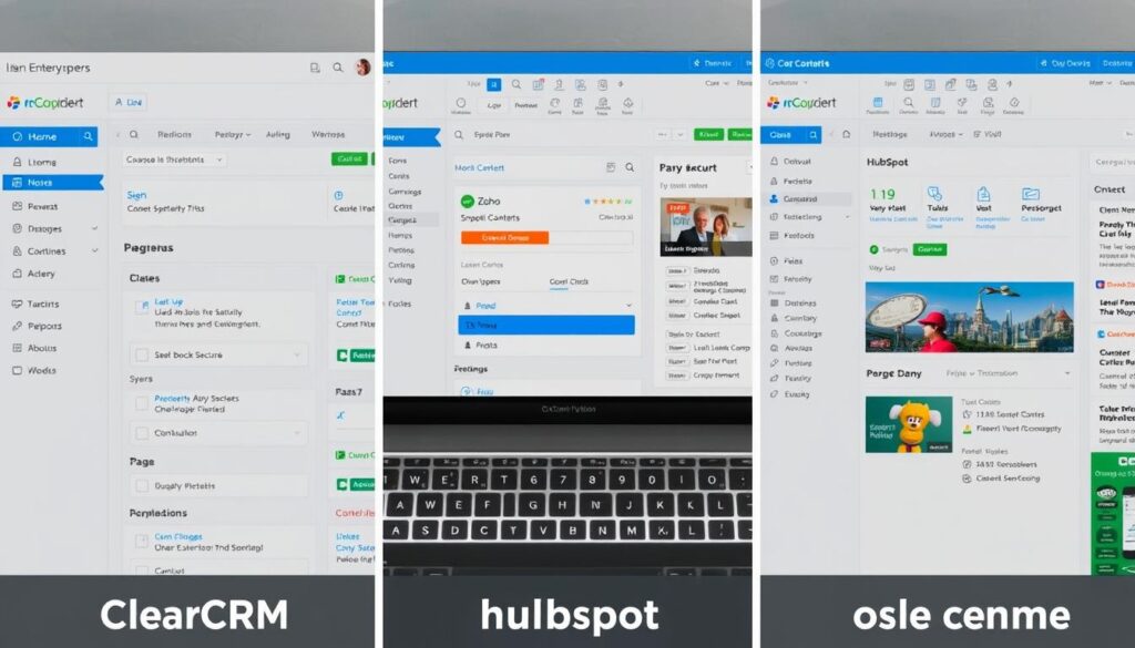 ClearCRM interface compared to competitor interfaces showing simplicity difference ClearCRM interface compared to competitor interfaces showing simplicity difference