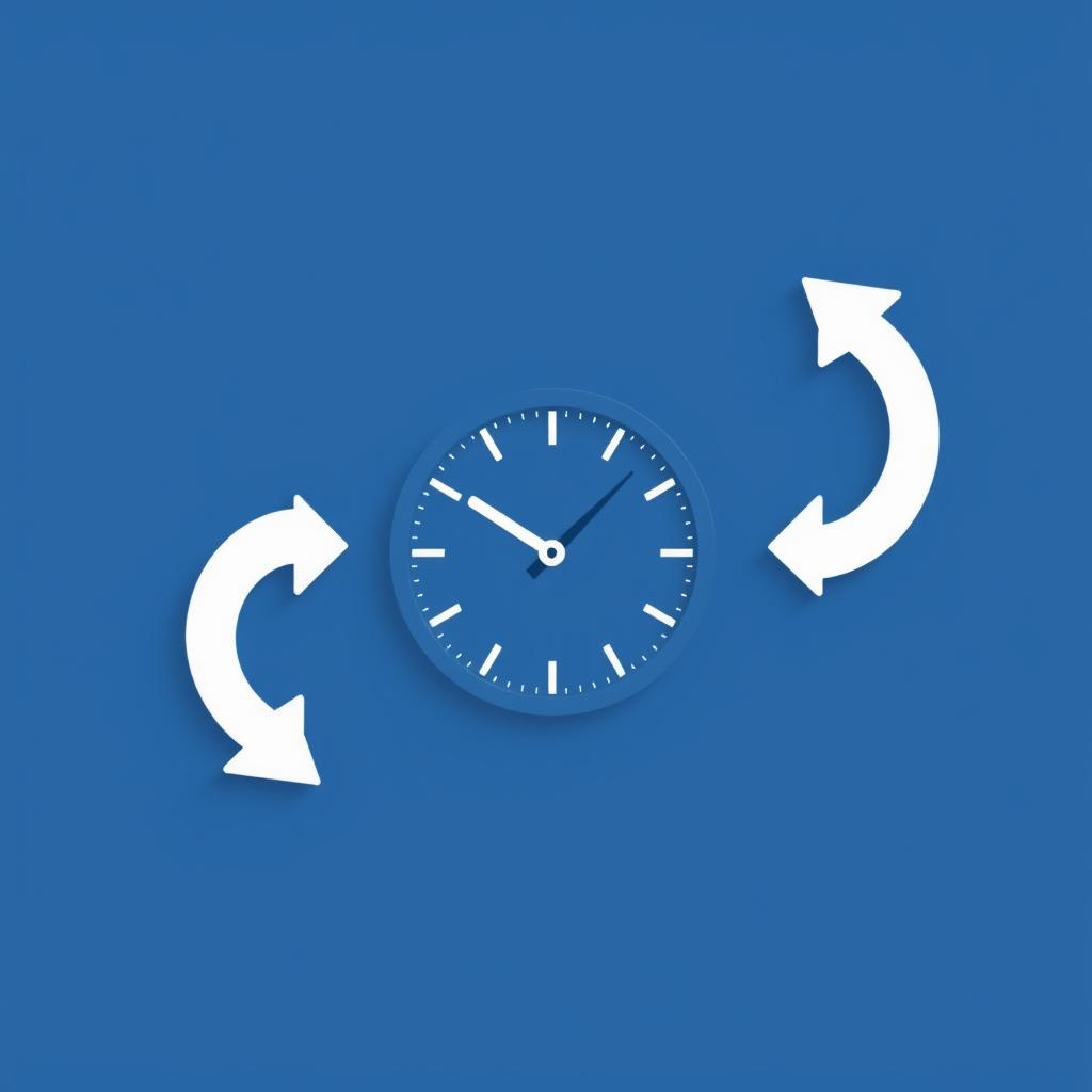 Clock icon with arrows showing time saved through automation