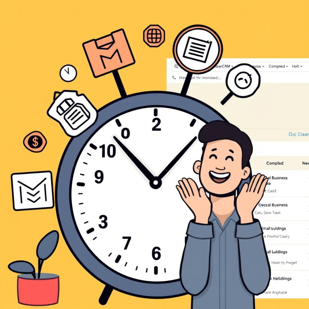 Clock showing time saved with account management software