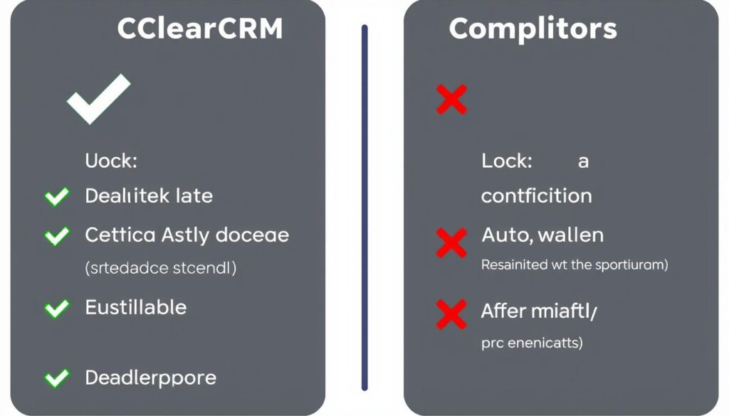 Comparison of ClearCRM with competitors showing its advantages