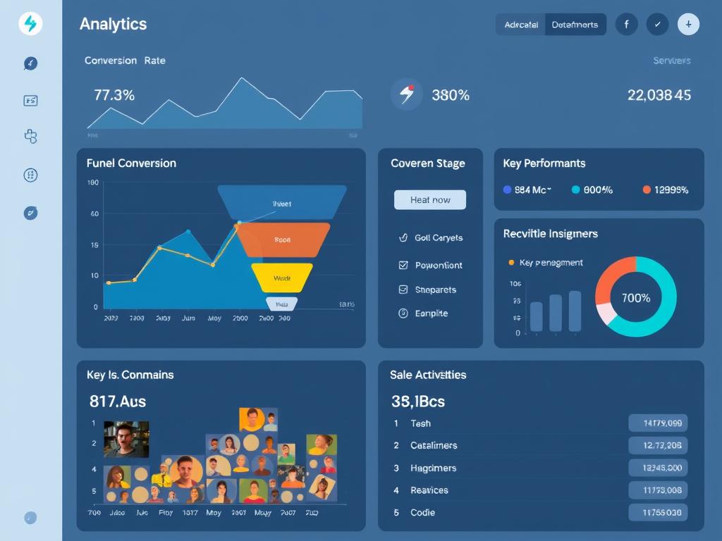 Conversion analytics dashboard showing funnel performance metrics