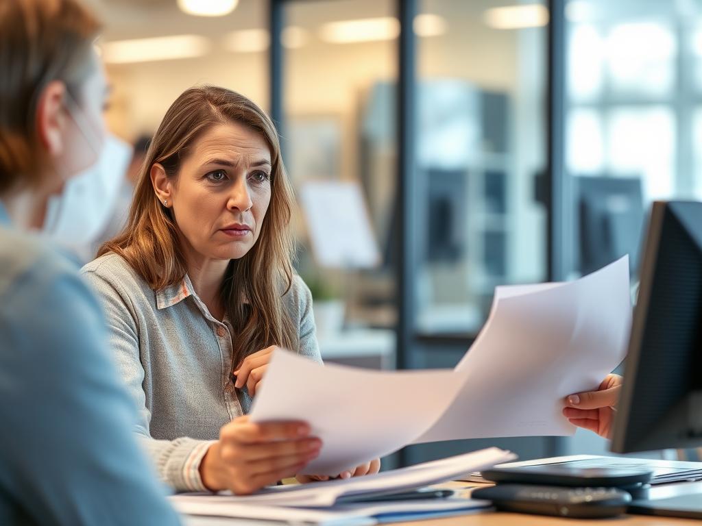 Customer looking frustrated while explaining their situation to a service representative