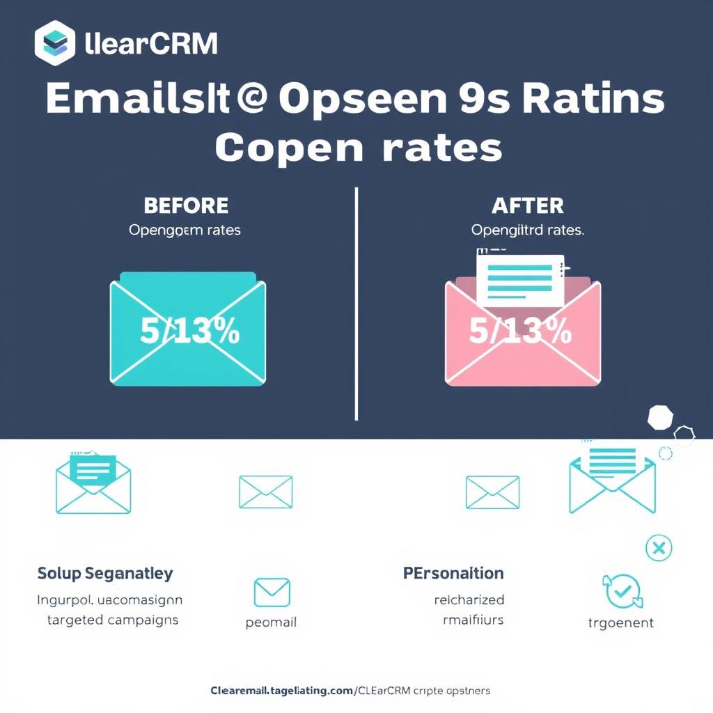 Email open rate comparison showing improvement with ClearCRM's targeted campaigns Email open rate comparison showing improvement with ClearCRM's targeted campaigns
