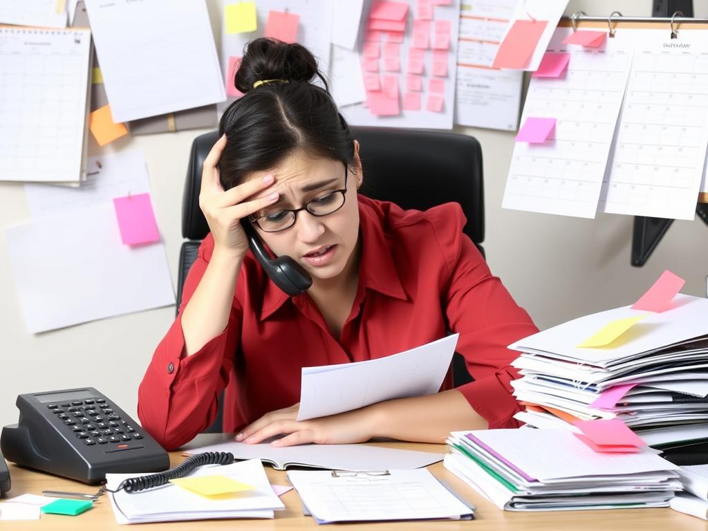 Frustrated business owner dealing with missed appointments and scheduling conflicts
