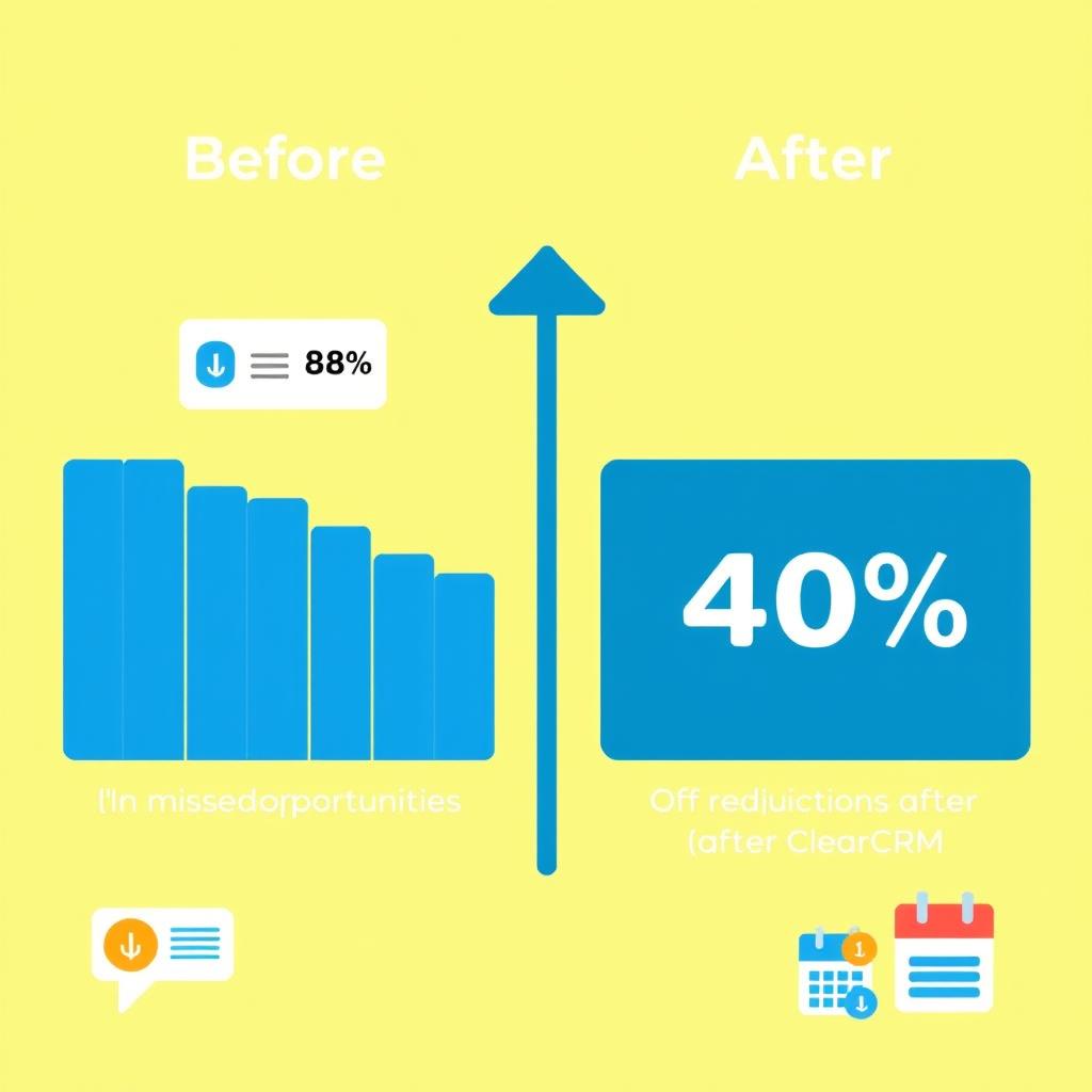 Graph showing reduction in missed follow-ups after implementing ClearCRM Graph showing reduction in missed follow-ups after implementing ClearCRM