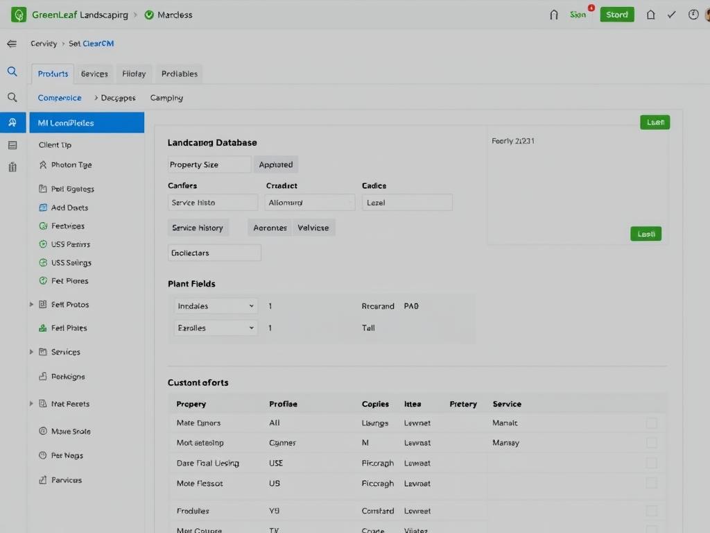 GreenLeaf's centralized customer database in ClearCRM showing landscaping client profiles