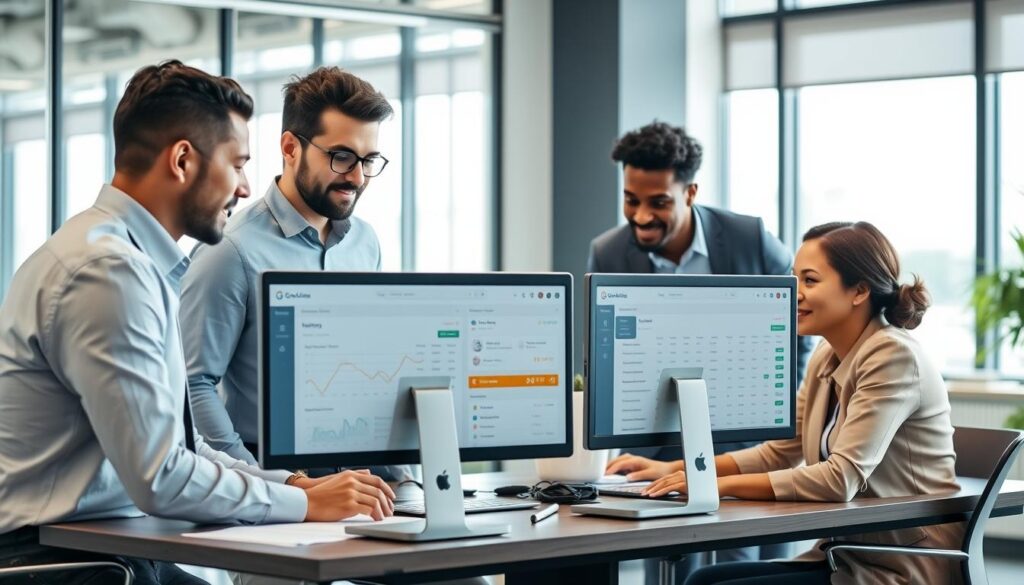 Inside sales team using digital tools to manage customer relationships