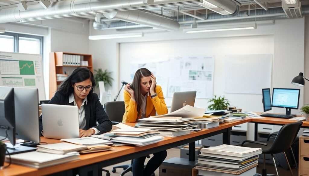 Interior design studio team struggling with disorganized client tracking