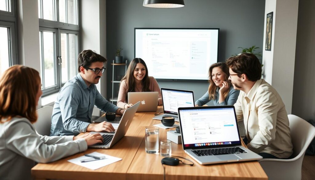 Marketing agency team using Unlimited CRM to manage client relationships efficiently