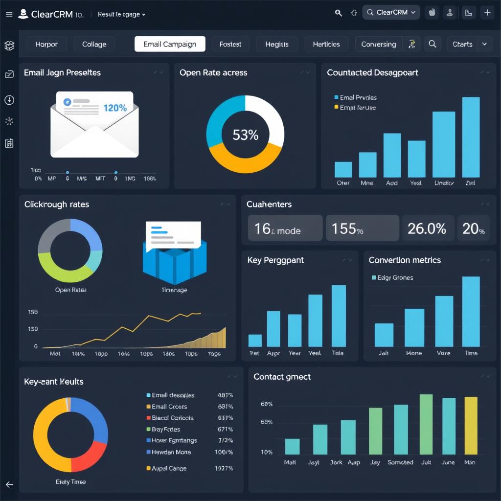 Performance dashboard showing email campaign results and contact engagement metrics Performance dashboard showing email campaign results and contact engagement metrics