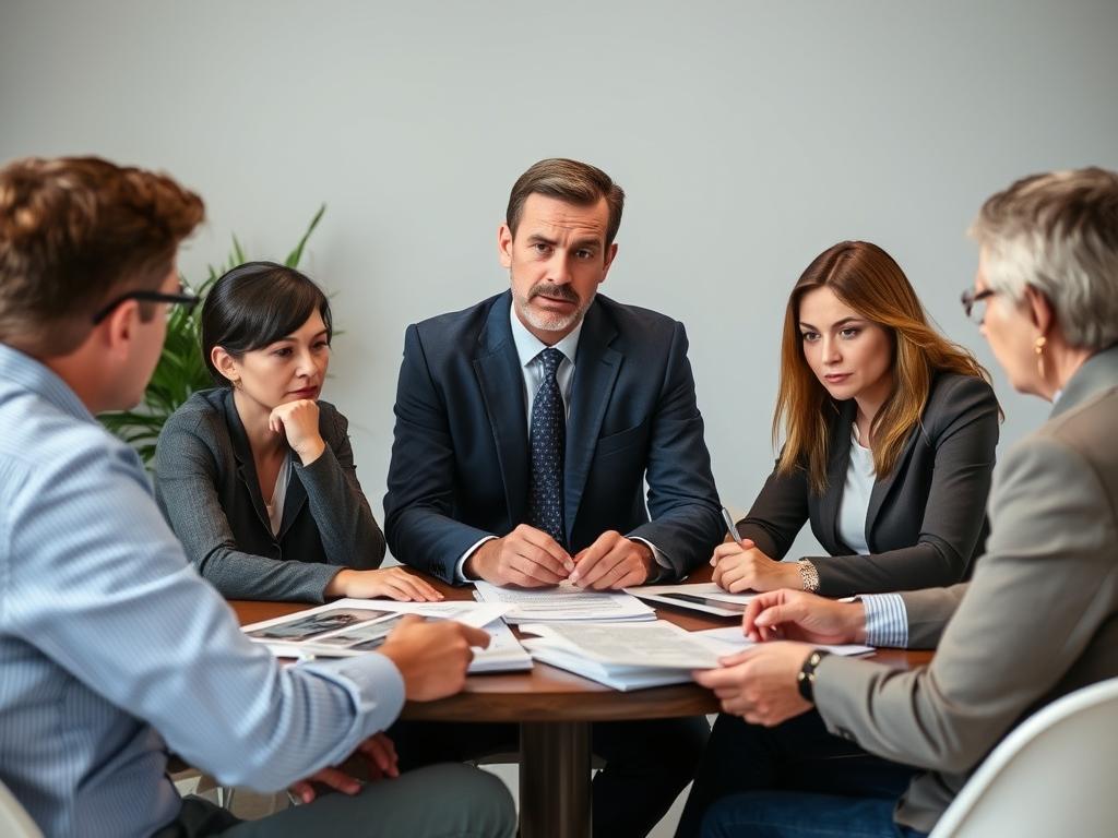 Real estate agent struggling to remember client details during a meeting