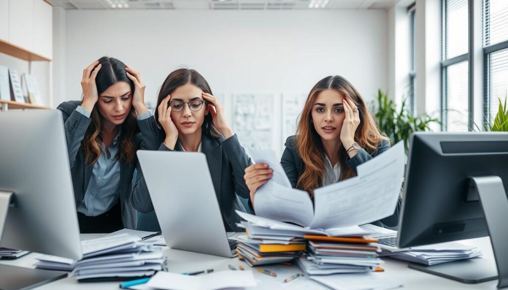 Small business team struggling with disorganized information and knowledge management system needs