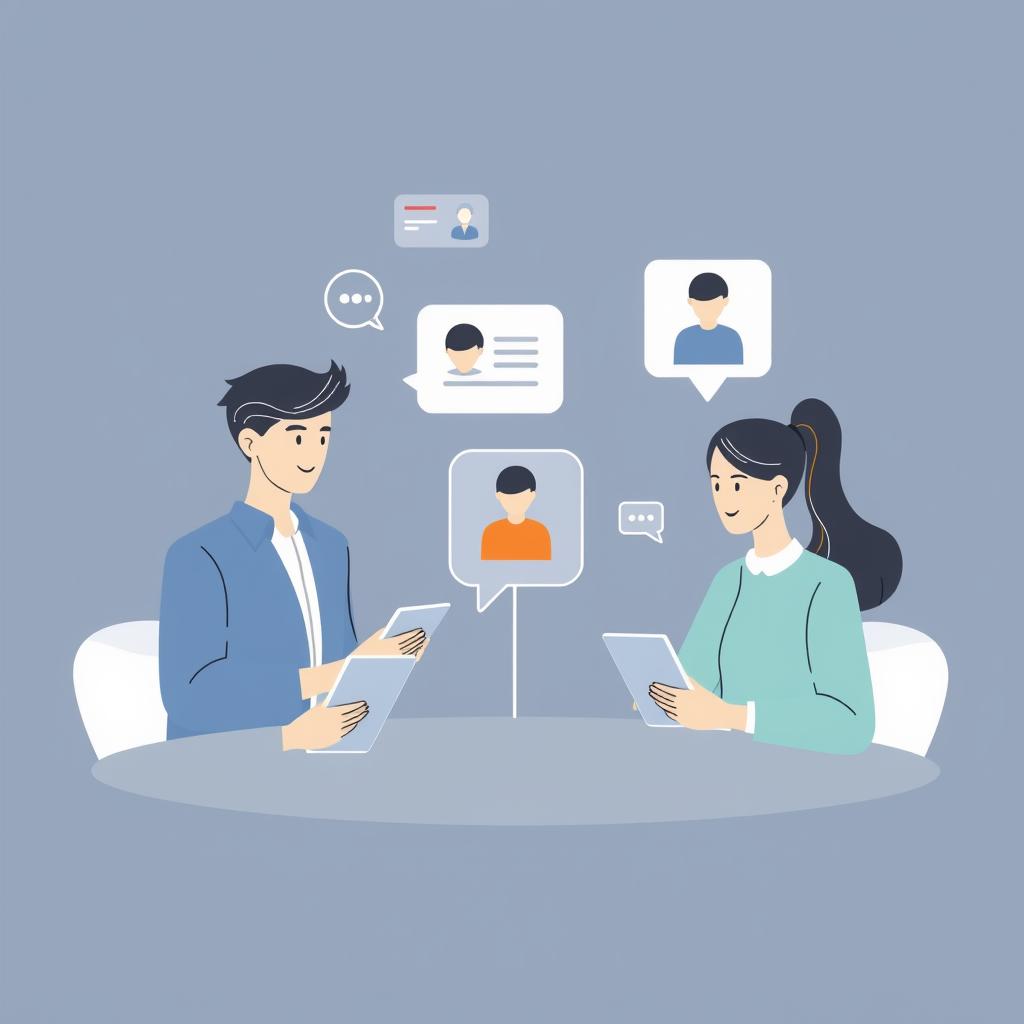 Team members collaborating on customer communication through shared platform Team members collaborating on customer communication through shared platform