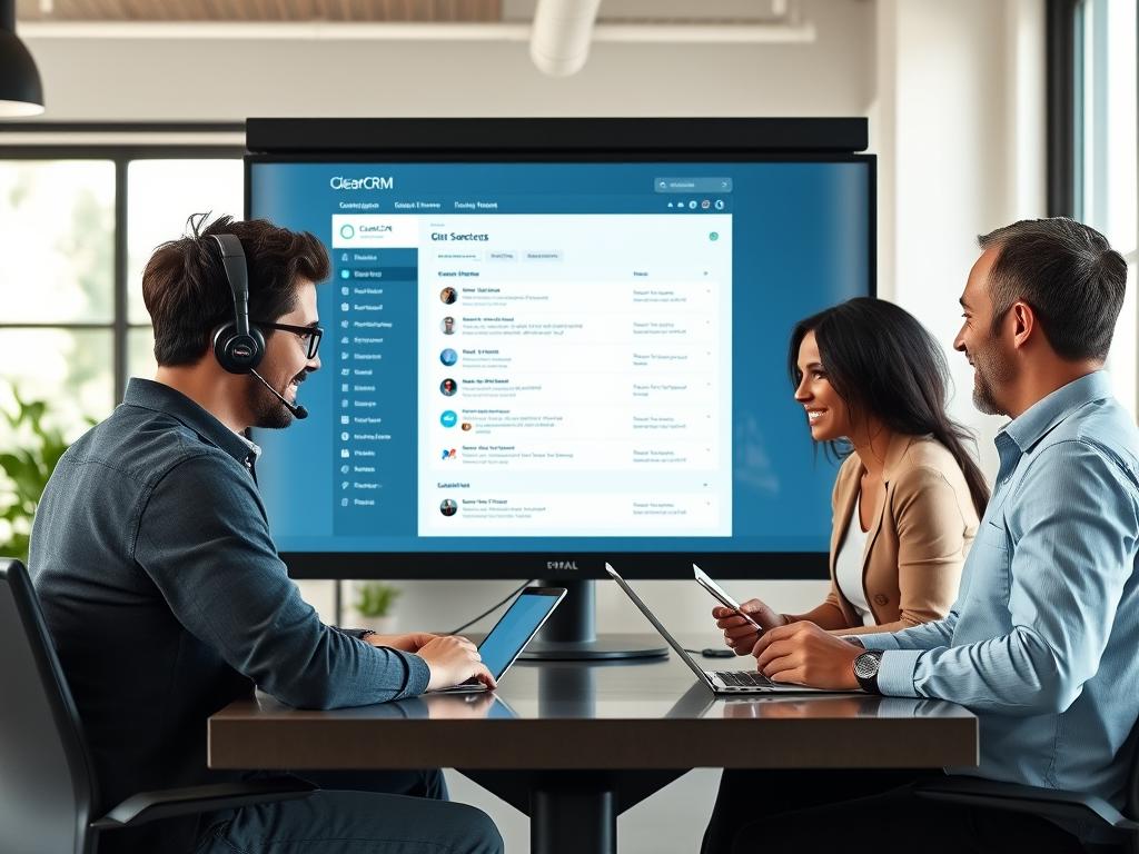 Business team using ClearCRM to handle customer inquiries across multiple channels