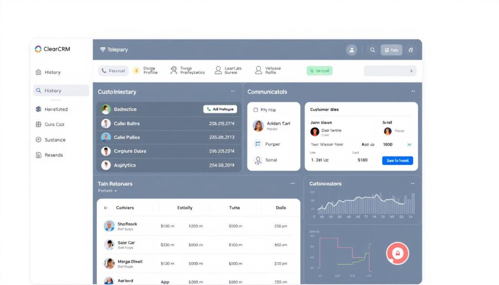 ClearCRM's telephony software interface showing unified communications dashboard