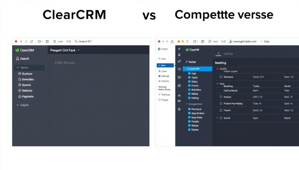 Side-by-side comparison of ClearCRM's interface versus competitors showing simpler, more intuitive design
