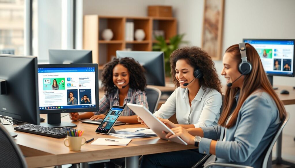 Small business team providing excellent customer service through omni-channel contact center