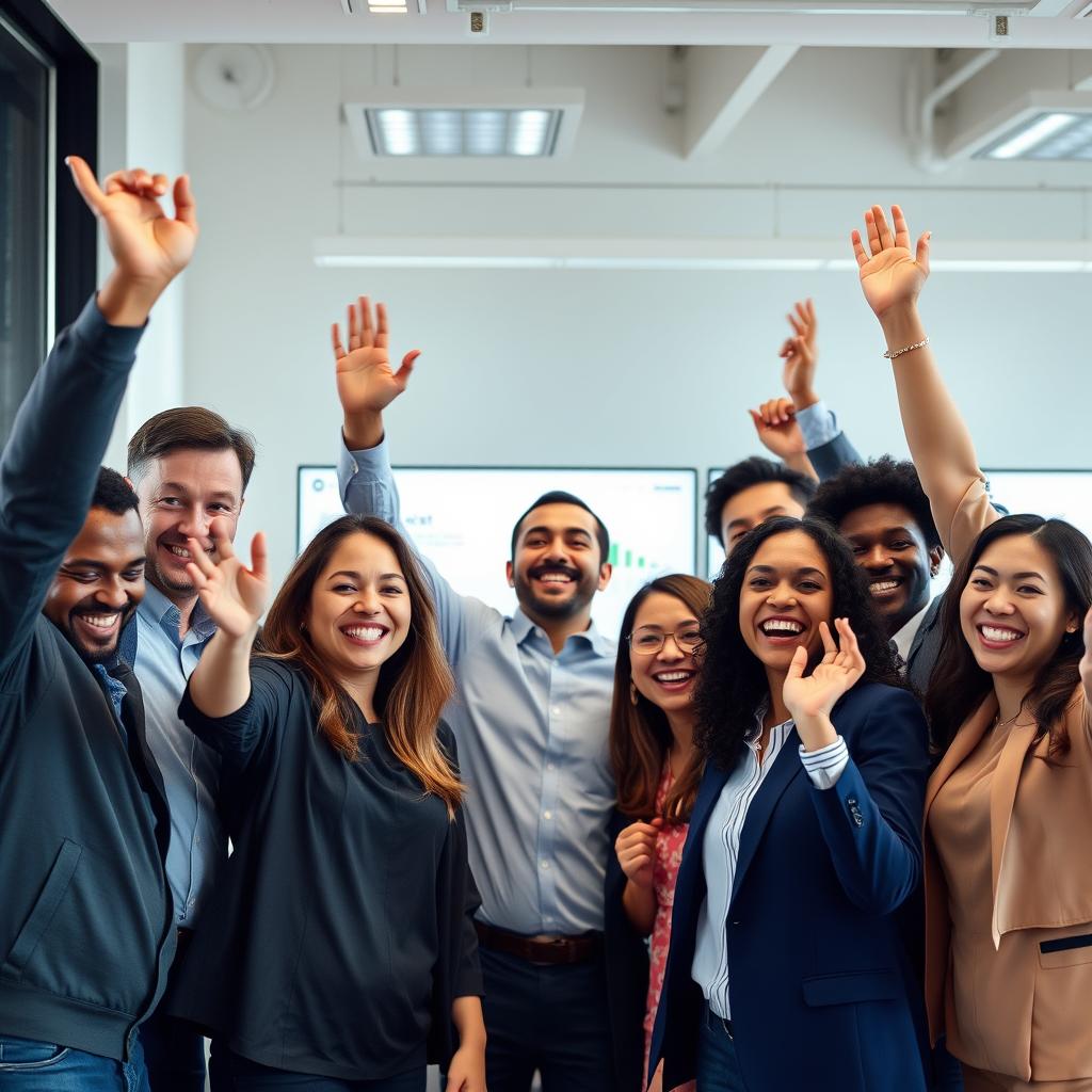 Business team celebrating success with ClearCRM Business team celebrating success with ClearCRM