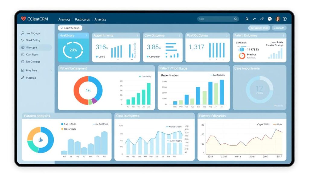 ClearCRM analytics dashboard showing healthcare metrics ClearCRM analytics dashboard showing healthcare metrics