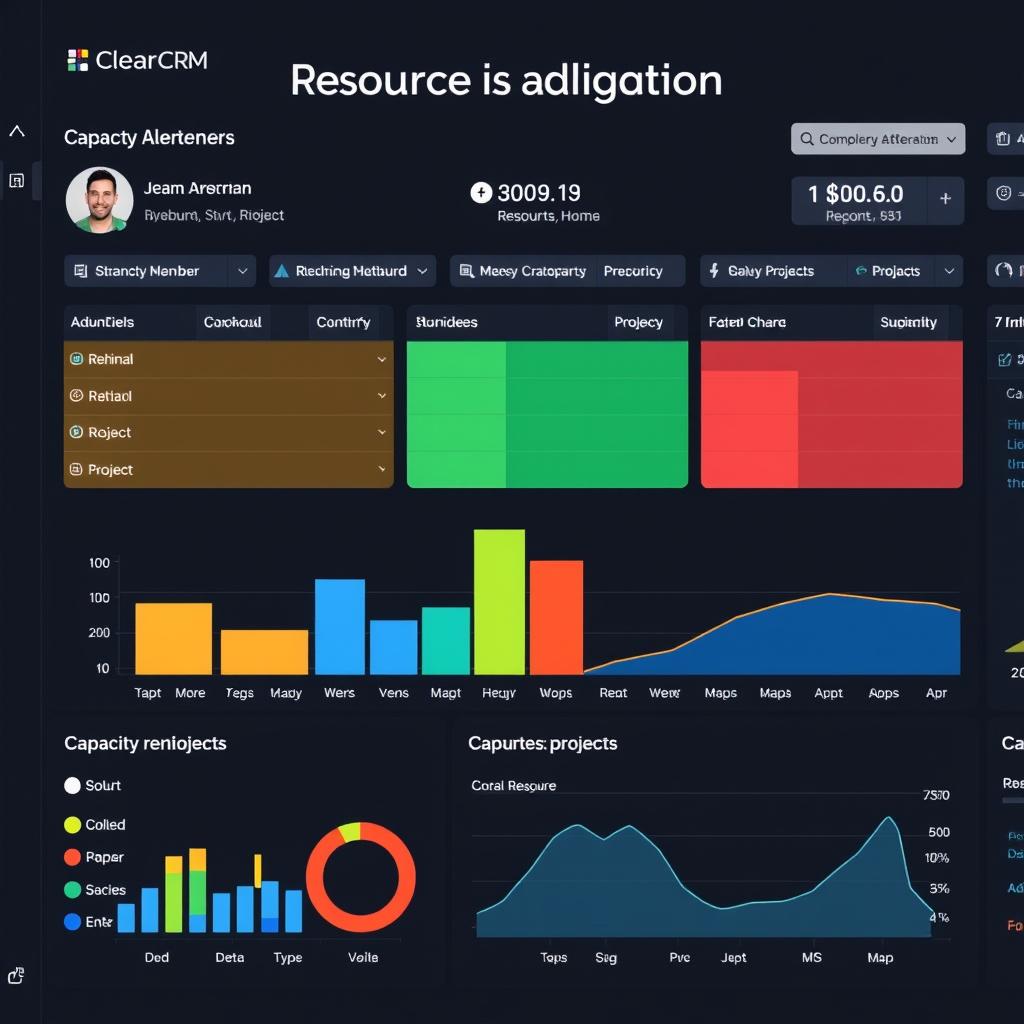 ClearCRM resource allocation dashboard showing balanced team workloads ClearCRM resource allocation dashboard showing balanced team workloads