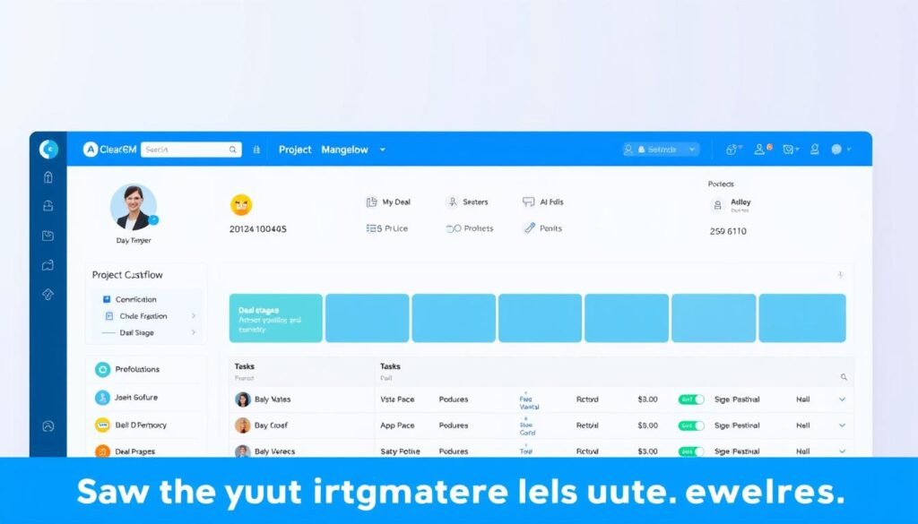 ClearCRM's unified dashboard showing sales pipeline and project management in one interface ClearCRM's unified dashboard showing sales pipeline and project management in one interface