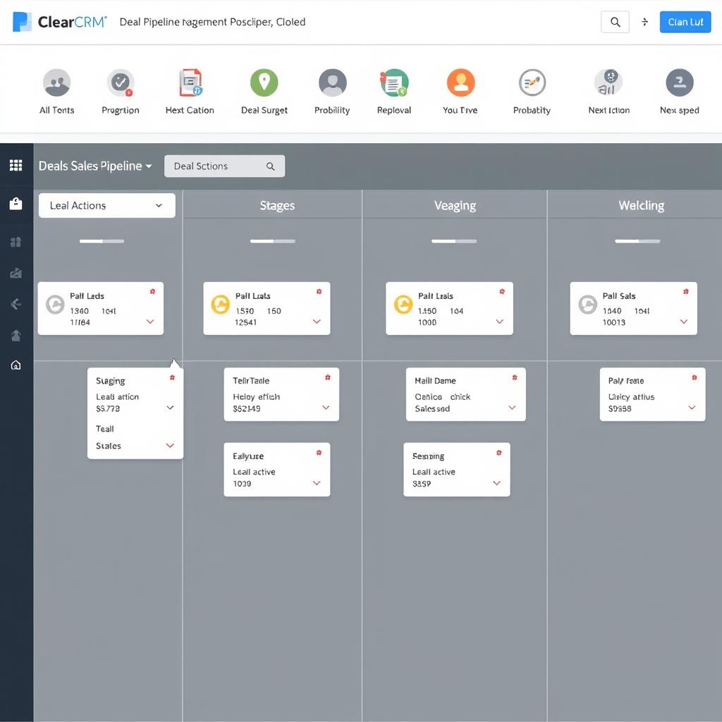 ClearCRM's visual sales pipeline management interface ClearCRM's visual sales pipeline management interface