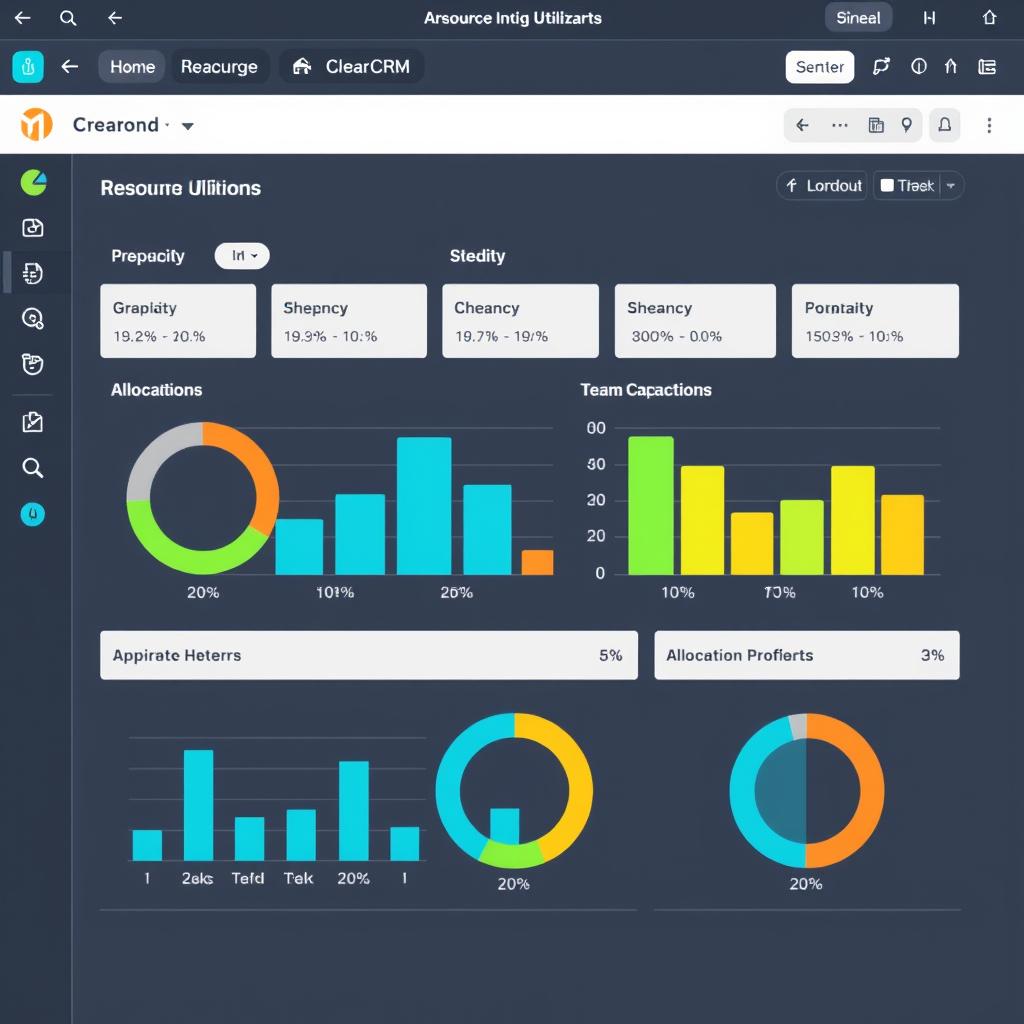 Dashboard showing resource utilization metrics in ClearCRM Dashboard showing resource utilization metrics in ClearCRM