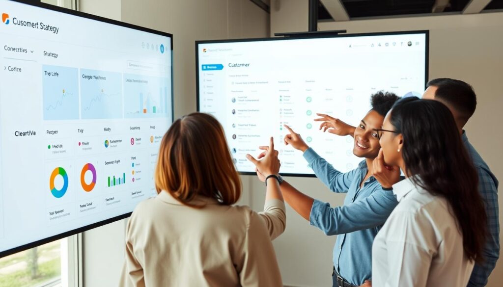 Team members collaborating within ClearCRM platform Team members collaborating within ClearCRM platform